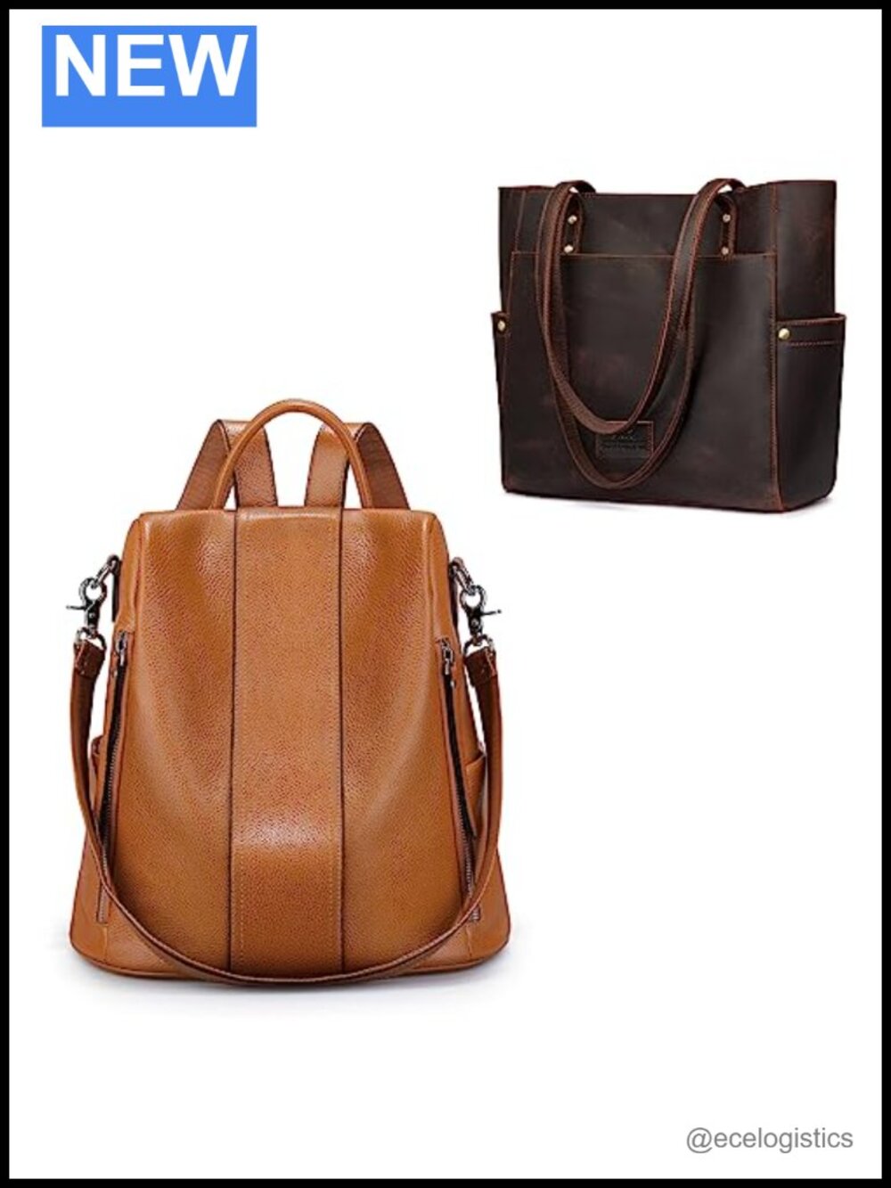 Genuine Leather Backpack Purse with Tote Bag for Women Men Anti-Theft Travel